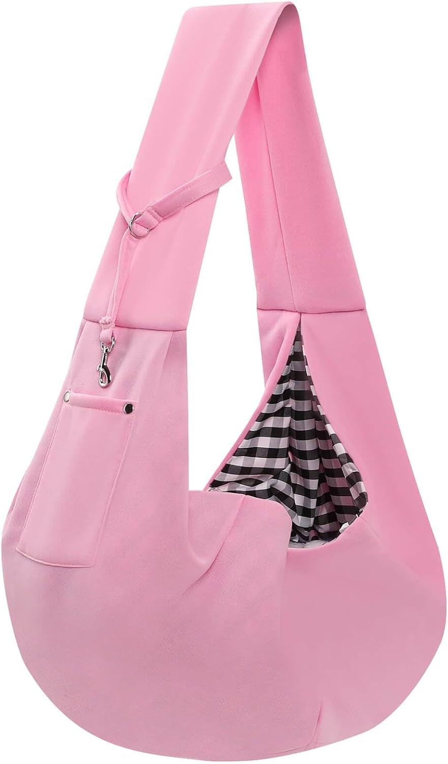 Dog Carrier Sling - Reversible Puppy Carrier Purse with Storage Pocket, Hand-Free Dog Sling Carrier for Carry Small Dogs and Cats, Travel Safety Harness, Dog and Cat Harness (Pink)