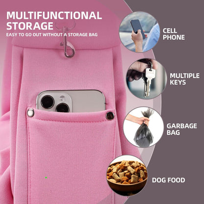 Dog Carrier Sling - Reversible Puppy Carrier Purse with Storage Pocket, Hand-Free Dog Sling Carrier for Carry Small Dogs and Cats, Travel Safety Harness, Dog and Cat Harness (Pink)